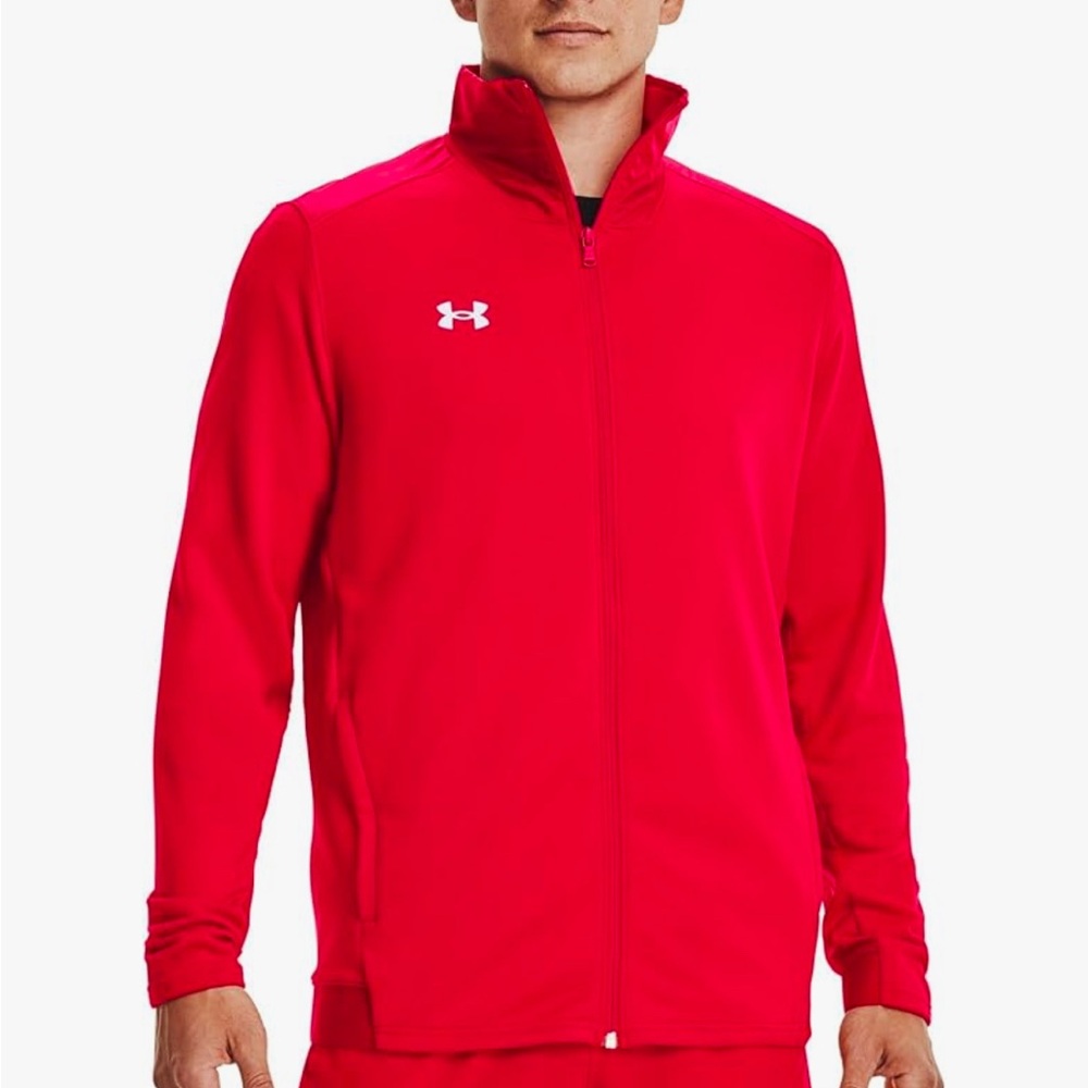 New Under Armour Command Mens Warm-up Full Zip XL Red-white